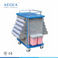 AG-MT011A1 ABS patient room double side drawers hospital medical healthcare carts with competitive price